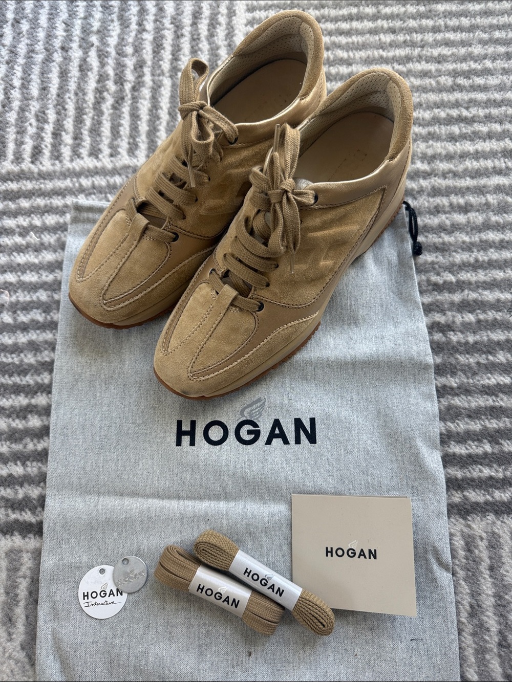 Hogan Tan Suede and Leather Sneakers